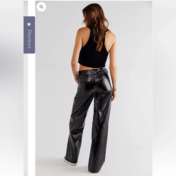 Free People Star Crossed Lovers Straight Vegan Black Pants Size 2 NWOT - Picture 3 of 15